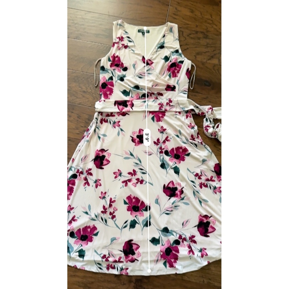 Lauren Ralph Lauren Floral Faux Wrap Dress Midi Derby Garden Party Rose Pink 12 - Picture 9 of 15